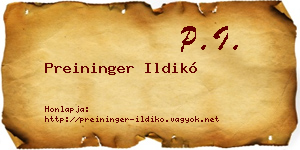 Preininger Ildikó névjegykártya